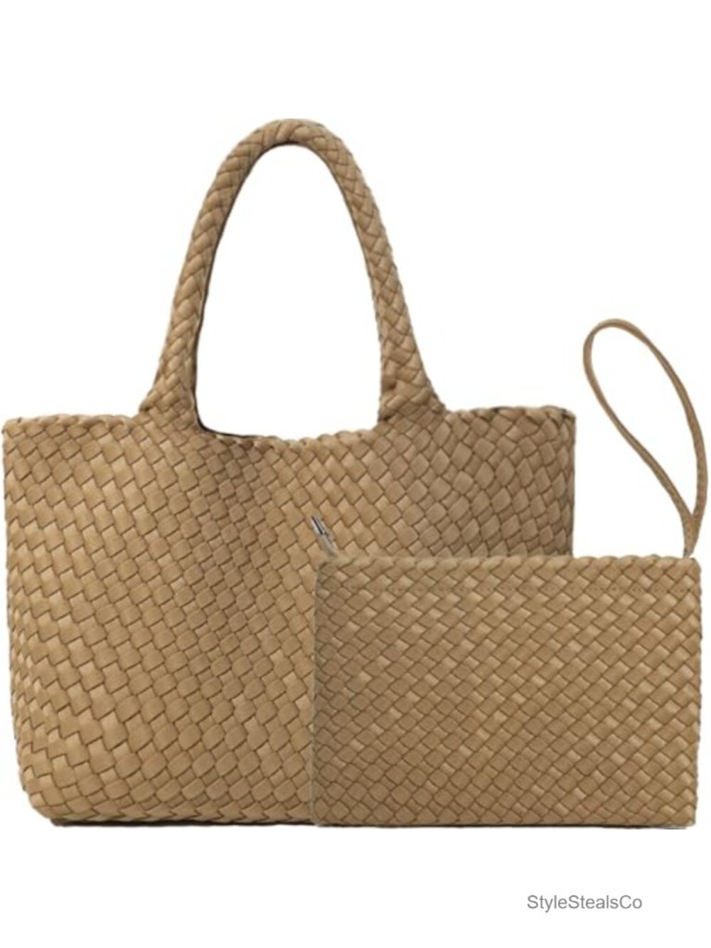 Woven Tote Bag for Women, Hand Woven Shoulder Bag with Small Handmade Purse, - Picture 1 of 5